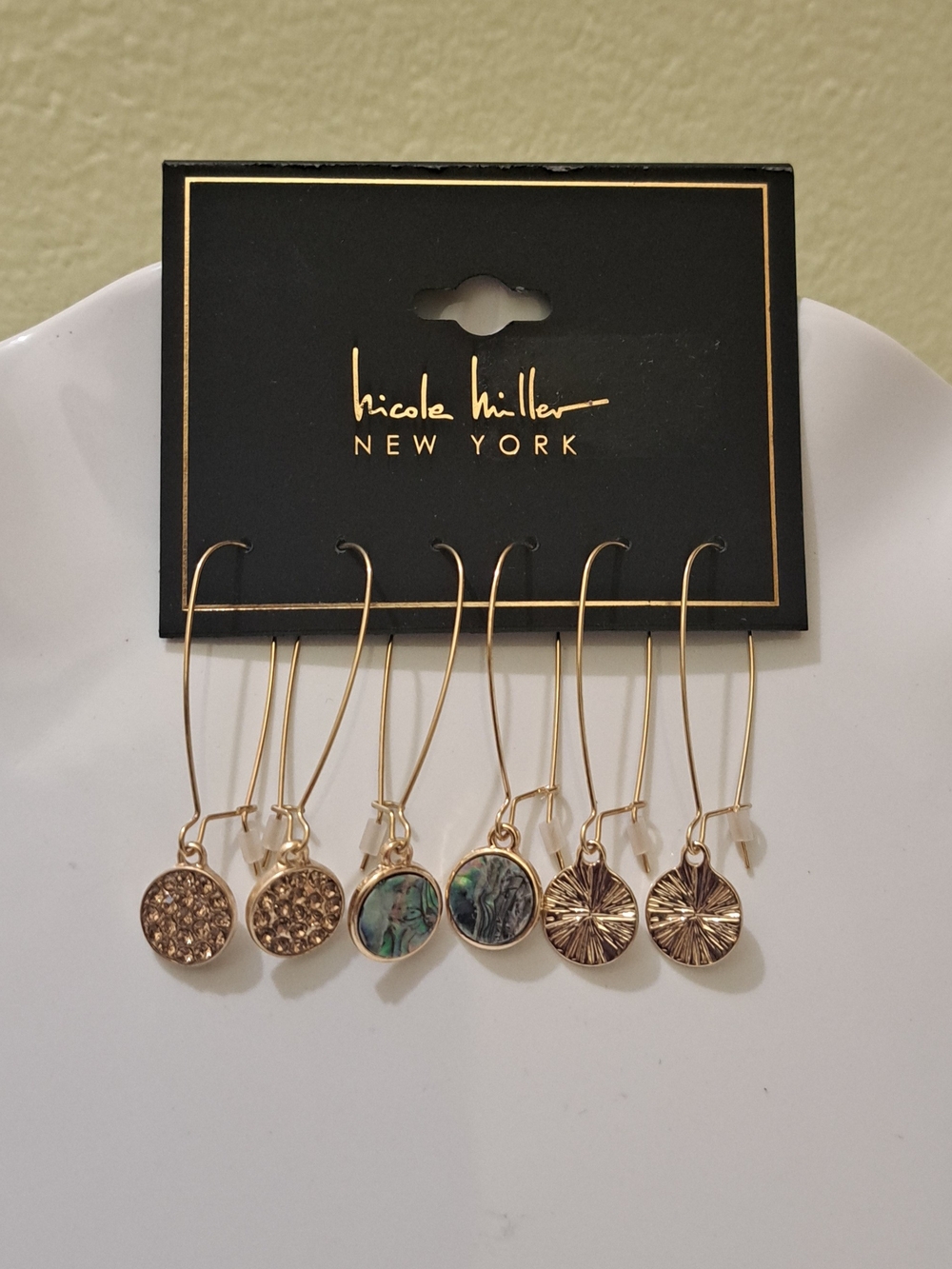 Nicole Miller Gold Tone Dangle Earring Set - Picture 4 of 4